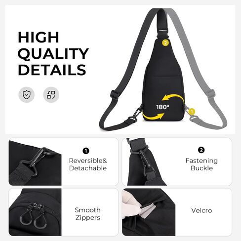 Crossbody Bags for Women, Lightweight Sling Bag for Women with Adjustable Straps Water Resistant Trendy Small Sling Backpack for Travel Short Hiking Leisure, Black in Kuwait
