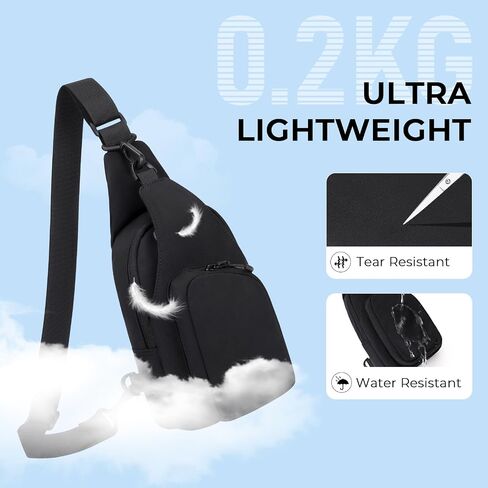 Crossbody Bags for Women, Lightweight Sling Bag for Women with Adjustable Straps Water Resistant Trendy Small Sling Backpack for Travel Short Hiking Leisure, Black in Kuwait