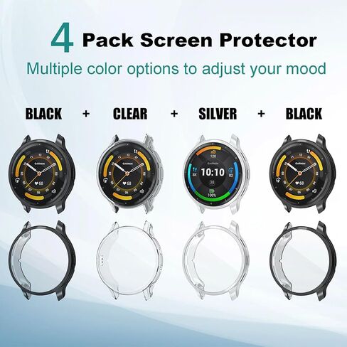 4-Pack Screen Protector Compatible with Garmin Venu 3 45mm Smart Watch, TPU Rugged Bumper Case Cover All-Around Protective Plated Bumper Shell Accessories in Kuwait
