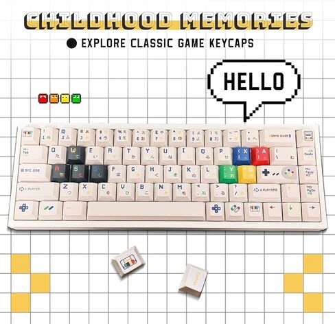 Classic Game Keycaps-Virgin PBT ، تسامي صبغة 5 جوانب ، ملف تعريف الكرز ، النهاية غير اللامعة ، تحسين الصوت ، متوافق مع تخطيطات 61-108 مفاتيح in Saudi Arabia