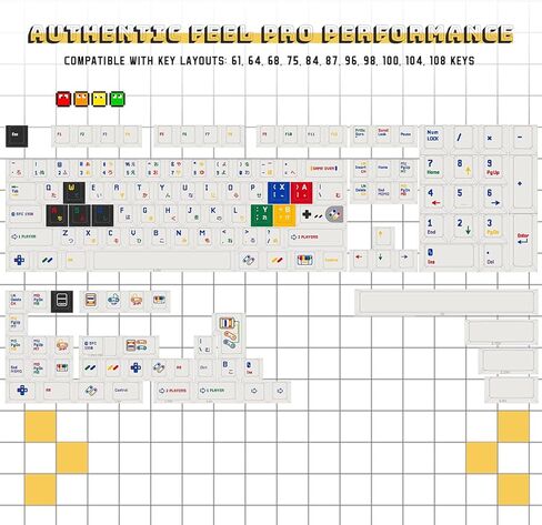 Classic Game Keycaps-Virgin PBT ، تسامي صبغة 5 جوانب ، ملف تعريف الكرز ، النهاية غير اللامعة ، تحسين الصوت ، متوافق مع تخطيطات 61-108 مفاتيح in Saudi Arabia