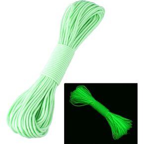 ZJchao Paracord Parachute Cord, Portable Survival 9 Strand 550 Luminous in The Dark 25Ft, 50Ft, 100Ft (Green, 50ft)