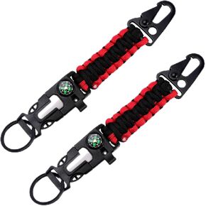 2Pcs Carabiner Clips Keychain, Braided Paracord Keychain for Water Bottle, Keys, Backpack, Multipurpose Survival Keyring