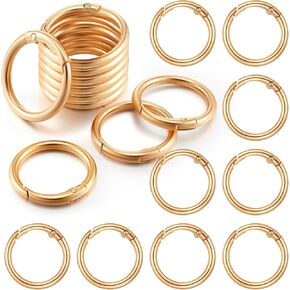 Zonon 20 Pcs 1 Inch Gold Spring O Rings, Key Ring Clip, Round O Clip for Keys, Buckle, Bags, Purses Replacement Purse Ring Hardware, Keychain Lanyard, Home Car Keyrings Attachment DIY Crafts