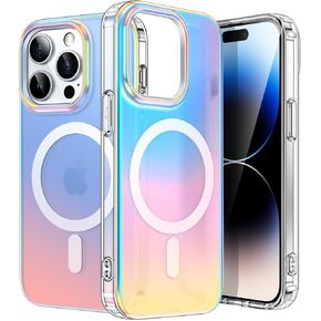 JETech Iridescent Case for iPhone 14 Pro Max 6.7-Inch Compatible with MagSafe, Cute Unique and Aesthetic Design, Colorful Fluorescent Translucent Back Shockproof Phone Cover (Iridescent)