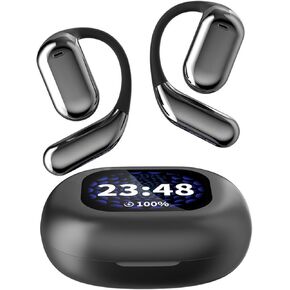 Touchscreen LCD Open Over the Ear Earbuds with Touch Screen Case Bone Conduction Smart Earbuds Headphones Wireless Bluetooth Earphone Outside Out of Ear Earbuds with Earhooks that don't Go in Your Ear
