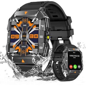 Military Smart Watch for Men (Answer/Make Call), Fitness Smart Watch with Flashlight for Android and iPhone, Waterproof Fitness Tracker with Blood Oxygen/Heart Rate/Sleep/110+ Sport Modes