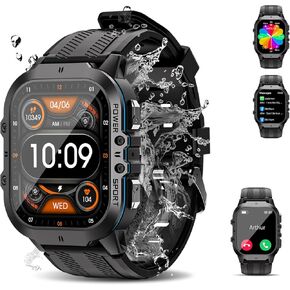 OUKITEL BT20 Military Smart Watch for Men 5ATM Waterproof, 1.96 Inch AMOLED Outdoor Rugged Smartwatch, Fitness Watch 100+ Sports Modes, for iPhone Android