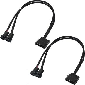 2PCS Computer Case Fan Power Cable Motherboard Port 3p/4pin to Power Supply Large 4P Adapter Cable Expansion Cable Split Into Two Computer Radiator Cooling Fan Splitter Y Shape Cable