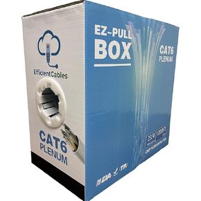 Cat6 Plenum 1000 ft UTP LAN Solid Bulk 550MHz Ethernet Networking Cable EfficientCables (Black)