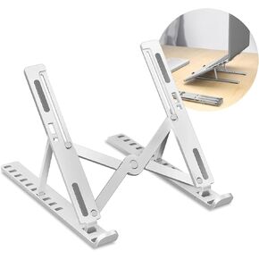 Portable Aluminum Alloy Laptop Stand, Fits 10-17.3 Inch Laptops, Adjustable Cooling Design