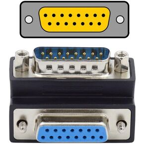 Chenyang DB15Pin Male to Female Extension Adapter DSUB RS232 15Pin D-subminiature Connector 90 Degree Down Angled