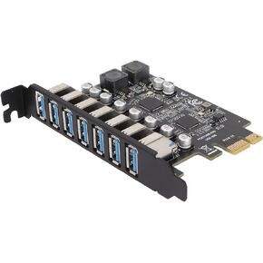 PCIE USB 3.2 GEN1 Card 7 Ports PCI Expree to USB Expansion Card Super Speed 5Gbps PCIE USB3 Hub Controller Adapter for 11 10 8 7 Linux