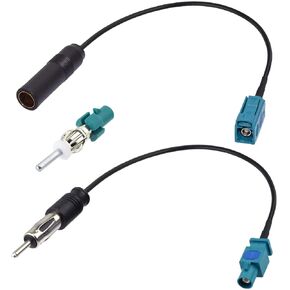Bingfu Universal Vehicle FM AM Radio Fakra Z Male Female to DIN Plug Connector Cable (2-Pack) with Fakra Z Male to DIN Plug Connector for Car Stereo Audio HD Radio Head Unit CD Media Player Receiver