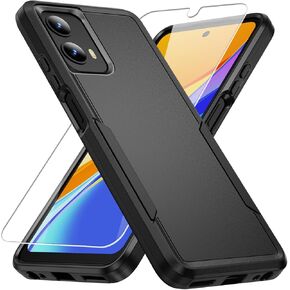 for Moto G 5G 2024 Case,with Screen Protector[Military Grade Drop Tested] Heavy-Duty Tough Rugged Shockproof Protective Case for Motorola Moto G 5G 2024, Black