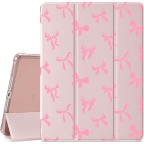 MAYCARI Cute Kawaii Bow Knot Compatible with 10.2-inch iPad (7th/8th/9th Generation) Case with Pencil Holder, Auto Sleep/Wake, Pink Girly Aesthetic Soft TPU Back Cover for iPad 7th/8th/9th Generation