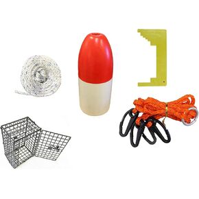 KUFA Crabbing Accessory kit (100' Non-Lead Sinking line,Caliper,Harness,Bait cage & 14" Float) CES-3
