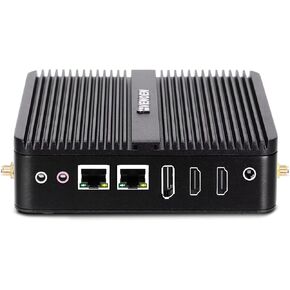 VENOEN Fanless Mini PC Windows 11, 12th Gen Celeron J6412, 8GB DDR4 RAM, 256GB SSD, 2.5inch SATA, Dual HD-MI, DP, 3-Display, 2* DB9 COM, 2* RJ45 LAN, Mini PCI E Wifi, BT, Small Computer, Low Power