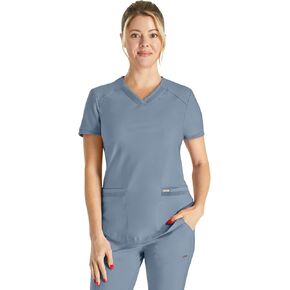 Form Scrubs for Women, Stretchy V-Neck Knit Scrub Top CK840