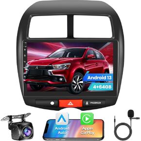[4+64G] Car Stereo for Mitsubishi ASX 2013-2015,Outlander Sport 2010-2019,RVR 2011-2017,Supports Wireless Carplay&Android Auto, 10.1 Inch IPS Touchscreen Bluetooth Radio with GPS WiFi FM Radio SWC