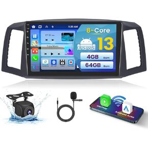 8 Core 4+64G Inefala for Jeep Grand Cherokee 2004-2007 (LHD) Android Car Radio Stereo with Wireless Carplay Android Auto, 10.1" Touchscreen with GPS WiFi BT5.0 FM/RDS EQ DSP 59UI Canbus Backup Camera