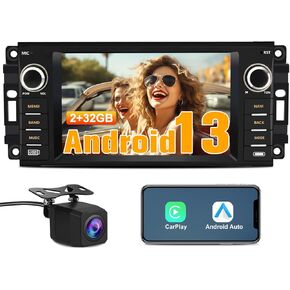 Android 13 Car Radio Stereo for Jeep Wrangler JK Chrysler Dodge Ram 1500, 7 Inch Touch Screen with Wireless CarPlay Android Auto WiFi FM Radio Backup Camera