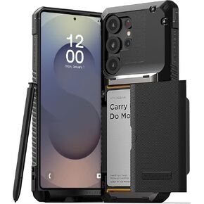 VRS DESIGN Damda Glide Pro Card Holder Case for Galaxy S25 Ultra (2025), Sturdy Semi Auto Card Slot Wallet [4 Cards] Case Designed for S25Ultra (2025) Matte Black