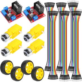 L298N Motor Driver Controller Board for Arduino Stepper Motor Kit Dual H-Bridge with 4 Sets DC Motor and Smart Car Wheel Compatible with Arduino Car Arduino Motor