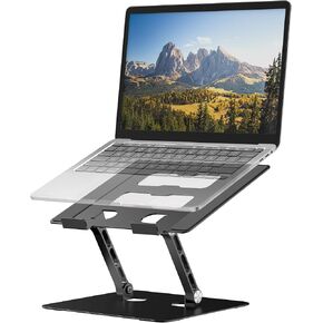 Adjustable Laptop Stand,Ergonomic Foldable Notebook Computer Holder.Compatible with MacBook iPad Dell HP Lenovo ThinkPad Acer ASUS Samsung and More 10-17" Laptops Tablets,Black