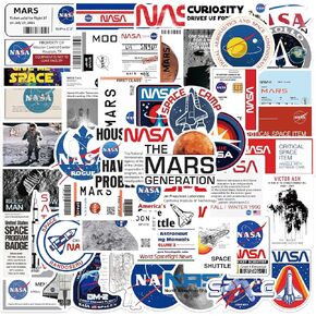 NASA Space Stickers for Kids Water Bottle, 50pcs Cool Astronaut Vinyl Waterproof Stickers for Teen Girl Boy Laptop Skateboard Phone Computer Luggage Bike Helmet