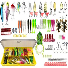 Fishing Lures Kit, Spoons, Hard Baits, Fishing Accessories, Fishing Gear Kit for Bass Trout Salmon，Fishing Lures for Saltwater and Freshwater
