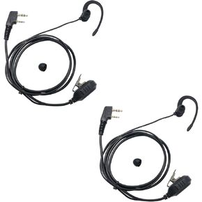 Walkie Talkie Earpiece with Mic PTT 2 Pin C Shape Radio Earpiece Headset Compatible for Baofeng UV5R 888S UV-82HP BF-F8HP Kenwood Retevis H-777 RT21 RT22 Two Way Radios (2 Pack)