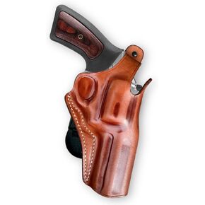 Premium Leather OWB Paddle Holster with Thumb Break Fits Smith & Wesson Model 686 4'' 357 Mag 6-Shot, Right Hand Draw, Brown Color #1095#
