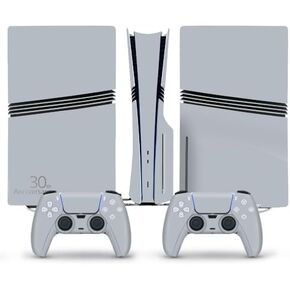 Full Skin Sticker for PS5 Pro Console Disc Edition Vinyl Skin Decal Cover for PS5 Pro Controller Custom (Anniversary Gray)