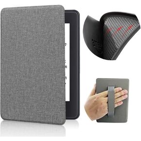 Case for 7" Kindle Paperwhite with Hand Strap - Ultra Slim PU Leather Smart Cover with Auto Sleep and Wake for Kindle Paperwhite 12th Generation - 2024 Release (Gray)
