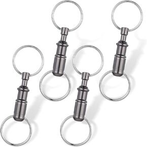4Pcs Upgraded Quick Release Keychain, Detachable Pull Apart Keychain Dual Pull Apart Key Chain Snap Lock Holder Convenient Accessory