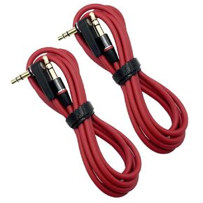 3.5mm Audio Cable 4FT,2Pack 3.5mm Aux Cable,3.5mm Male to Male Right Angle TRS Cable Compatible for Headphones, iPods, iPhones, iPads, Speaker,Home/Car Stereos and More,24K Gold Plated