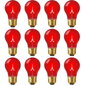 DORESshop Red Light Bulbs, A15 Red Light Bulb, Red Light Bulbs for Sleep, E26 Porch Light, Party Light, Holiday Light for Halloween Christmas Decoration, 12 Pack