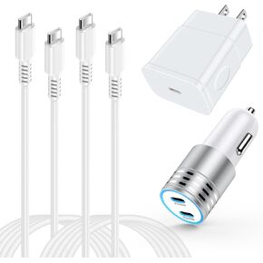 25W USB C to C Cable Samsung S24FE Power Cord Type C Charger Block Fast Charging for Samsung Galaxy A23/A24/A25/A33/A34/A35/A16/A15/A14/S24FE/S24 Ultra/S24 Plus/S23FE, with Dual 30W USB C Car Charger