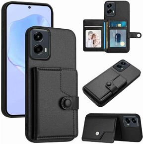 for Moto G 5G 2024 Case Card Holder,5 Multi Slots Wallet Phone Cover,[RFID Blocking] TPU Interior Dual Layer Leather Protective,Stand Flip Cases for Moto G 5G 2024 (Black)