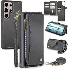 بالنسبة إلى Samsung Galaxy S25 Ultra Wallet Case مع حامل بطاقة/محفظة/حزام Crossbody ، [RFID LOCKING]