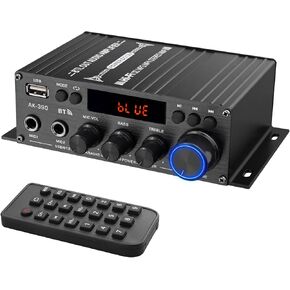 LiNKFOR Stereo Audio Amplifier with Bluetooth 5.0, 40W x 2 Power, LCD Display, Mic Input, Multi Source Support