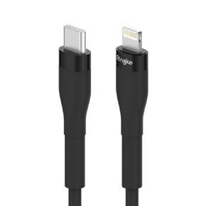Ringke USB C to Lightning Pastel Cable (3.9 FT), USB Type C to Lightning Fast Charging Charger Cord Car Carplay Cable Compatible with iPhone, iPad, and AirPods - Black