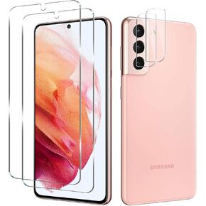 Galaxy S21 Plus Tempered Glass Screen Protector + Camera Lens Protector [ 2 + 2 Pack ][Case Friendly][Anti-Scratch][Ultrasonic Fingerprint Unlock] Clear HD Protective Film for Samsung Galaxy S21 Plus