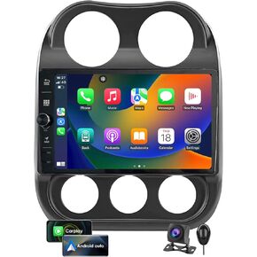 for Jeep Compass Patriot 2010-2016 Android 14.0 Radio Stereo with Control knob Head Unit 10.1-Inch HD Touch Screen with Android Auto CarPlay 5G WiFi GPS Navigation Bluetooth DSP Backup AHD Camera