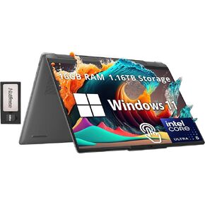 Lenovo Yoga 7i 2-in-1 14" 2K Touchscreen Laptop, Intel Ultra 5 125U, 16GB RAM, 1.16TB Storage(1TB SSD +160GB Docking Station Set), Backlit Keyboard, Fingerprint Reader, WiFi 6E, Win 11 Pro, Grey