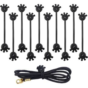 Lilaly 10 Pcs Silicone Cable Ties Versatile Silicone Cord Organizer Straps Reusable Cute Palm Shaped Silicone Cable Straps Thread Organizer, Black