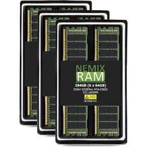 NEMIX RAM 384GB (6X64GB) DDR4 3200MHZ PC4-25600 4Rx4 1.2V CL22 288-PIN ECC LRDIMM Load Reduced Server Memory KIT Compatible with Dell PowerEdge R7525 Rack Server