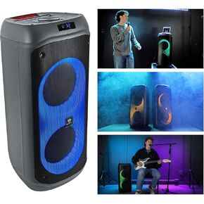 Rockville BASS Party 8 Dual 8 inch Portable Battery LED Party Bluetooth Speaker