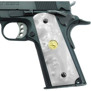 Altamont 1911 Grips - Pearl - Full Size 1911 Grips w. Ambi Safety fits Most Commander, Standard & Government 1911 Models - Made in USA